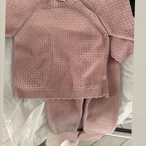 Pink Knit Baby Outfit